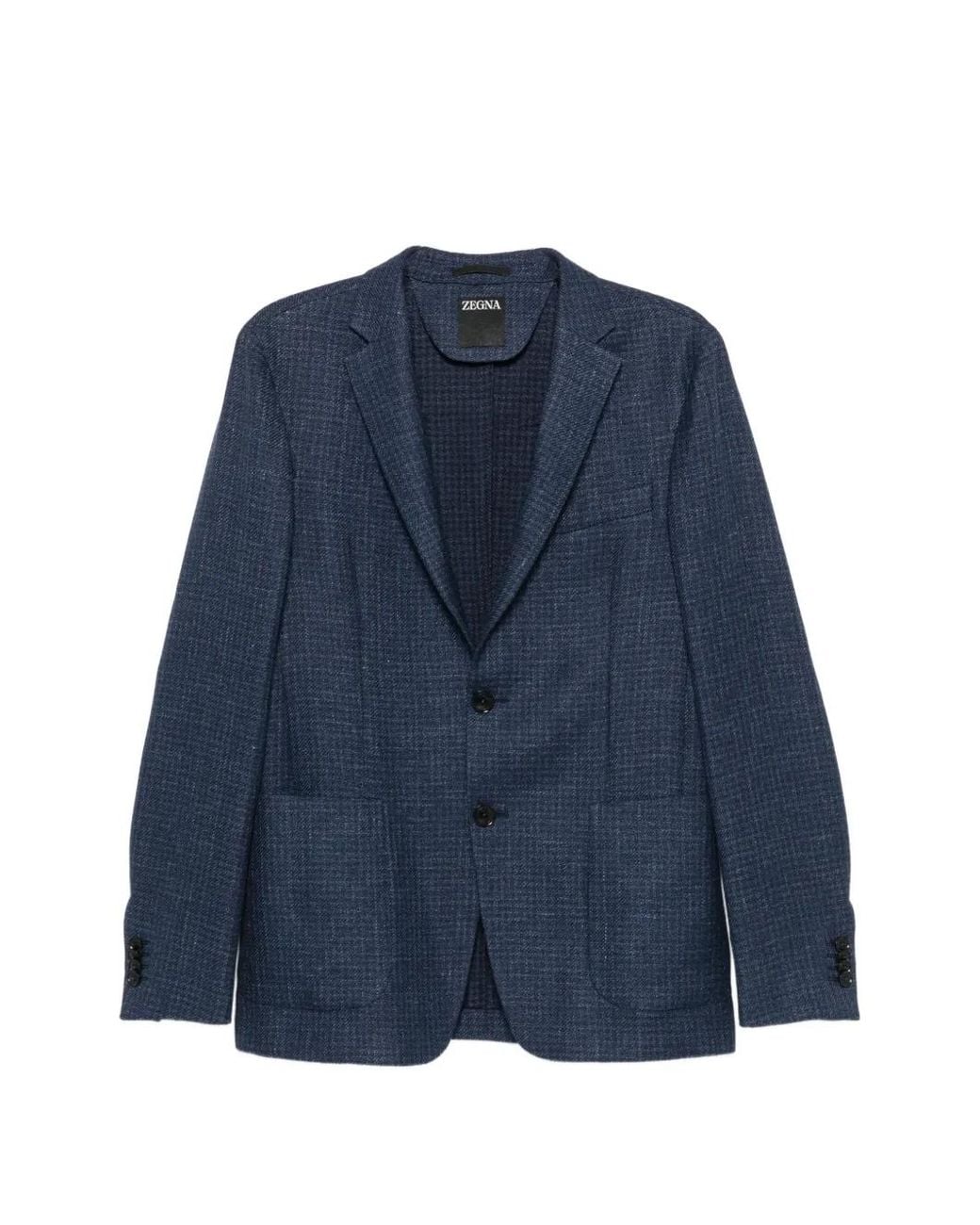 Zegna Blue Two-Button Blazer for men