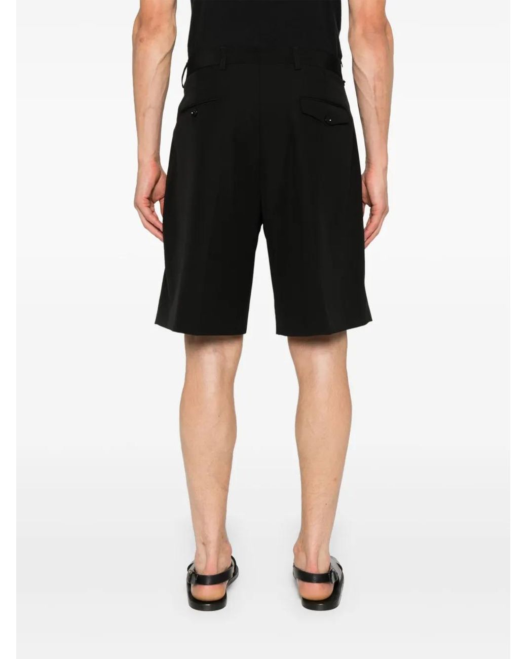 BE ABLE Black Pleated Cotton Shorts for men