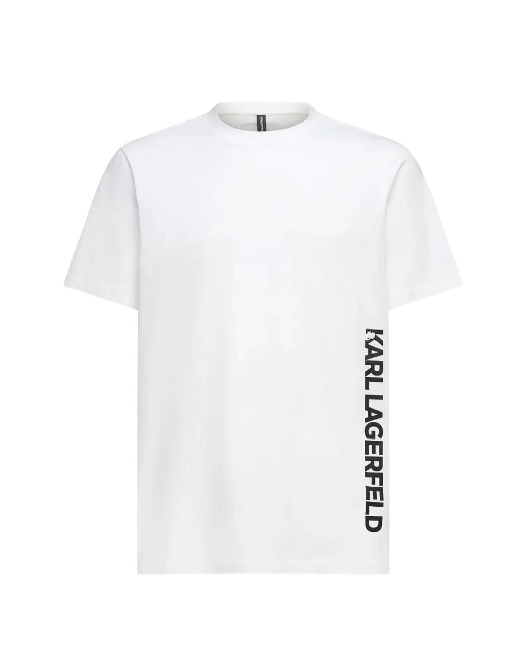 Karl Lagerfeld White Vertical Logo Beach T-Shirt for men