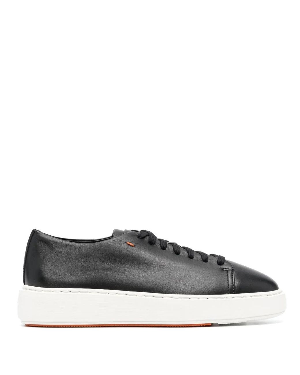 Santoni Gray Leather Low-Top Sneakers