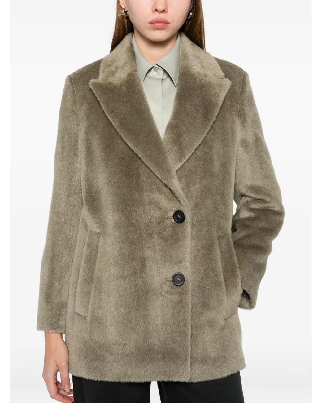 Peserico Green Peak-Lapels Coat