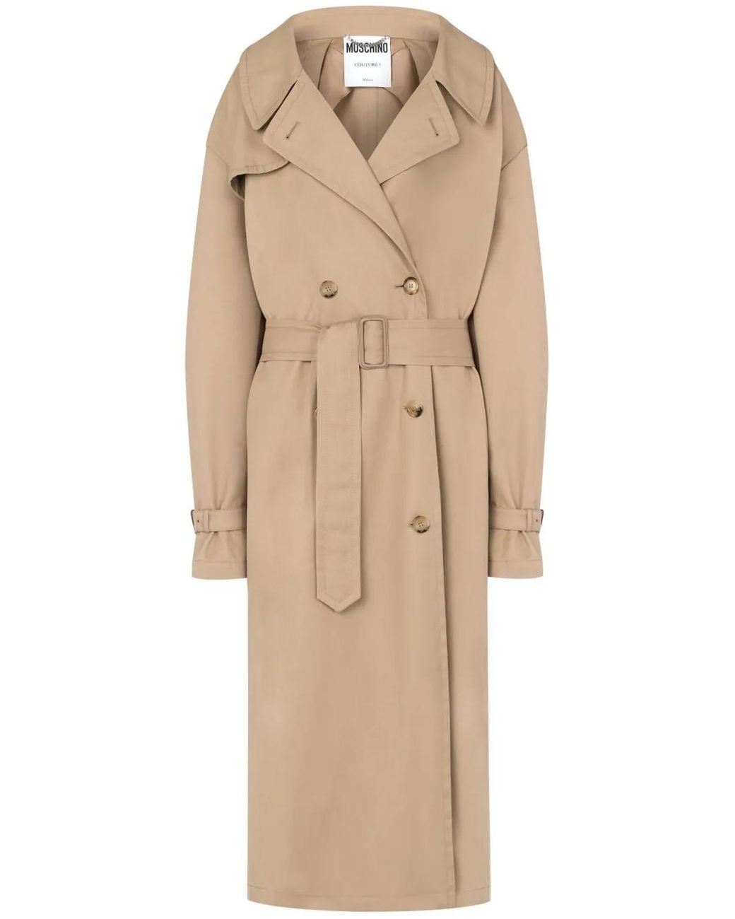 Moschino Natural Double-Breasted Button Fastening Long Coat