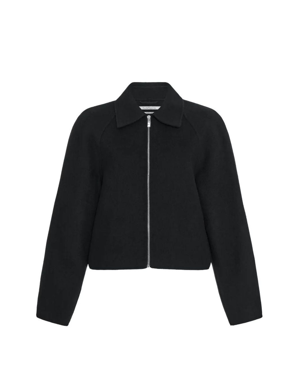 Another Tomorrow Black Double Face Cropped Jacket