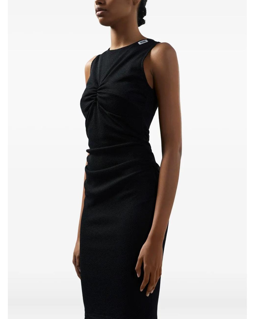 Gcds Kleedjes ,Zwart ,Polyester Gedrapeerde Midi Jurk in het Black