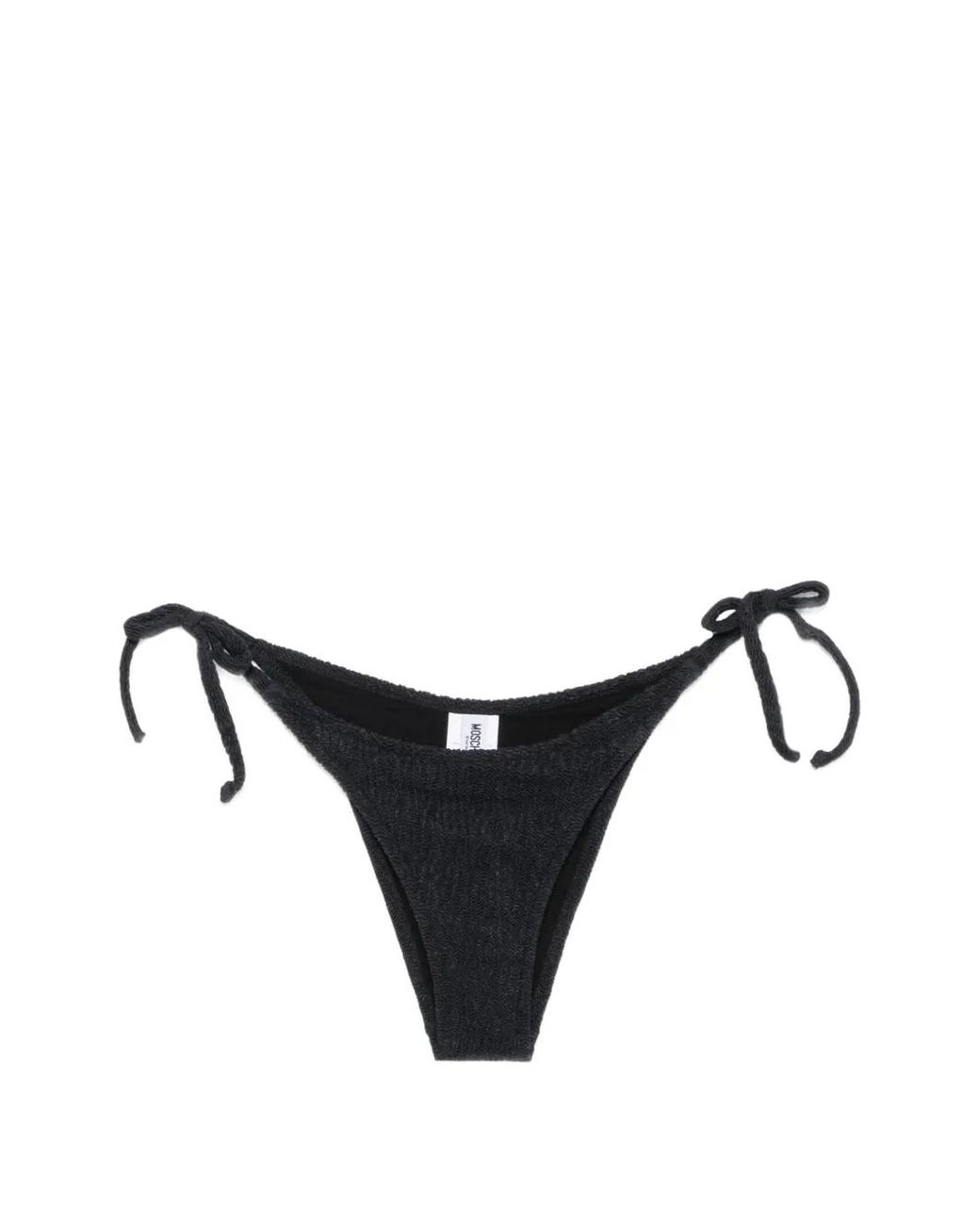 Moschino Black Textured Side-Tie Bikini Bottoms