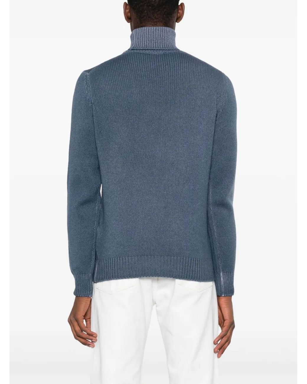 Dell'Oglio Blue Roll-Neck Wool Blend Jumper for men