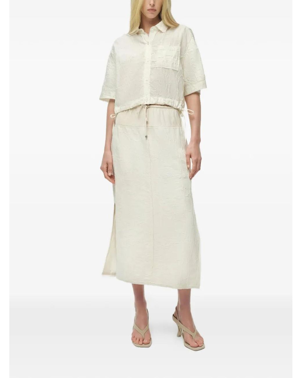 Jonathan Simkhai White Drawstring Shirt
