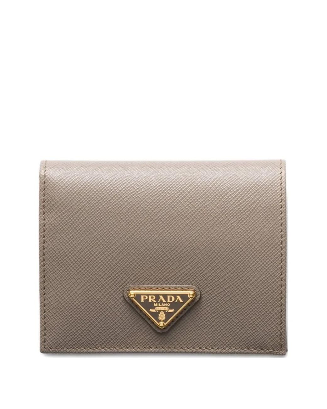 Prada Gray Small Saffiano-Leather Wallet