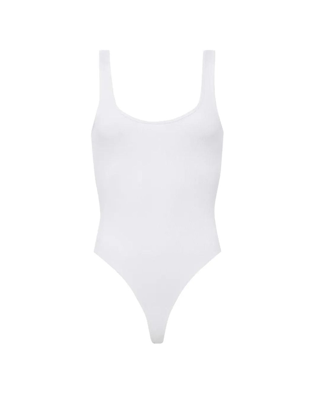 L'Agence White Nica Scoopneck Ribbed Bodysuit