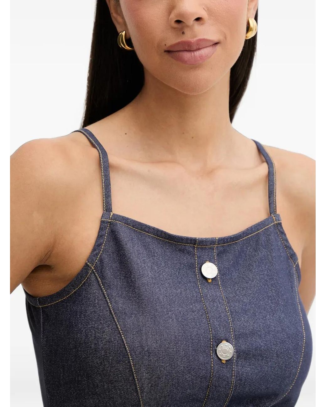 Morgan Blue Button-Up Denim Top