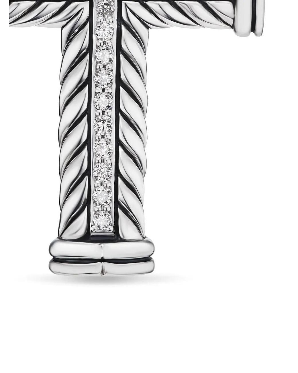 David Yurman White Sterling Chevron Cross Diamond Pendant (41.7Mm) for men