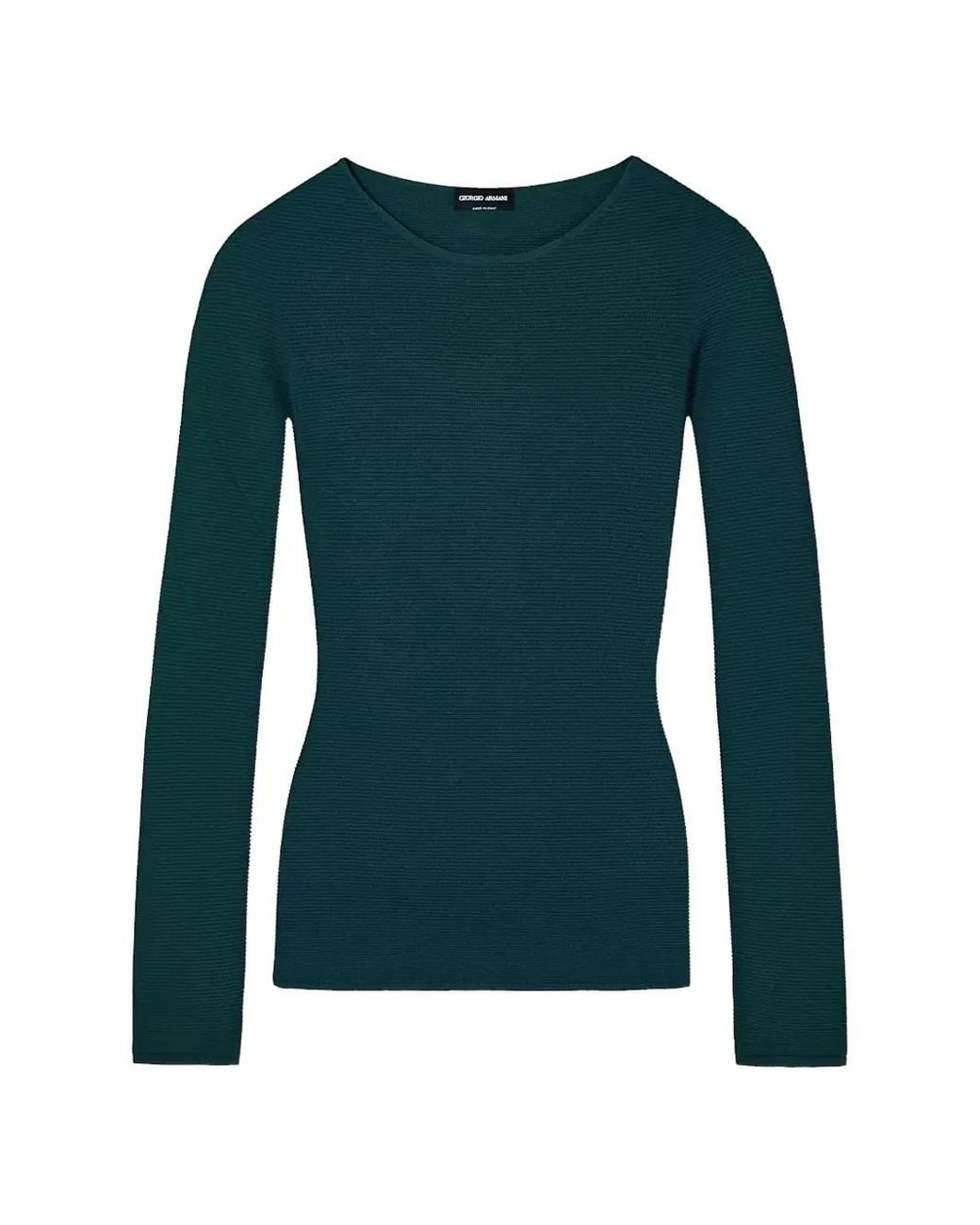 Giorgio Armani Green Ribbed-Knit Long-Sleeve Top