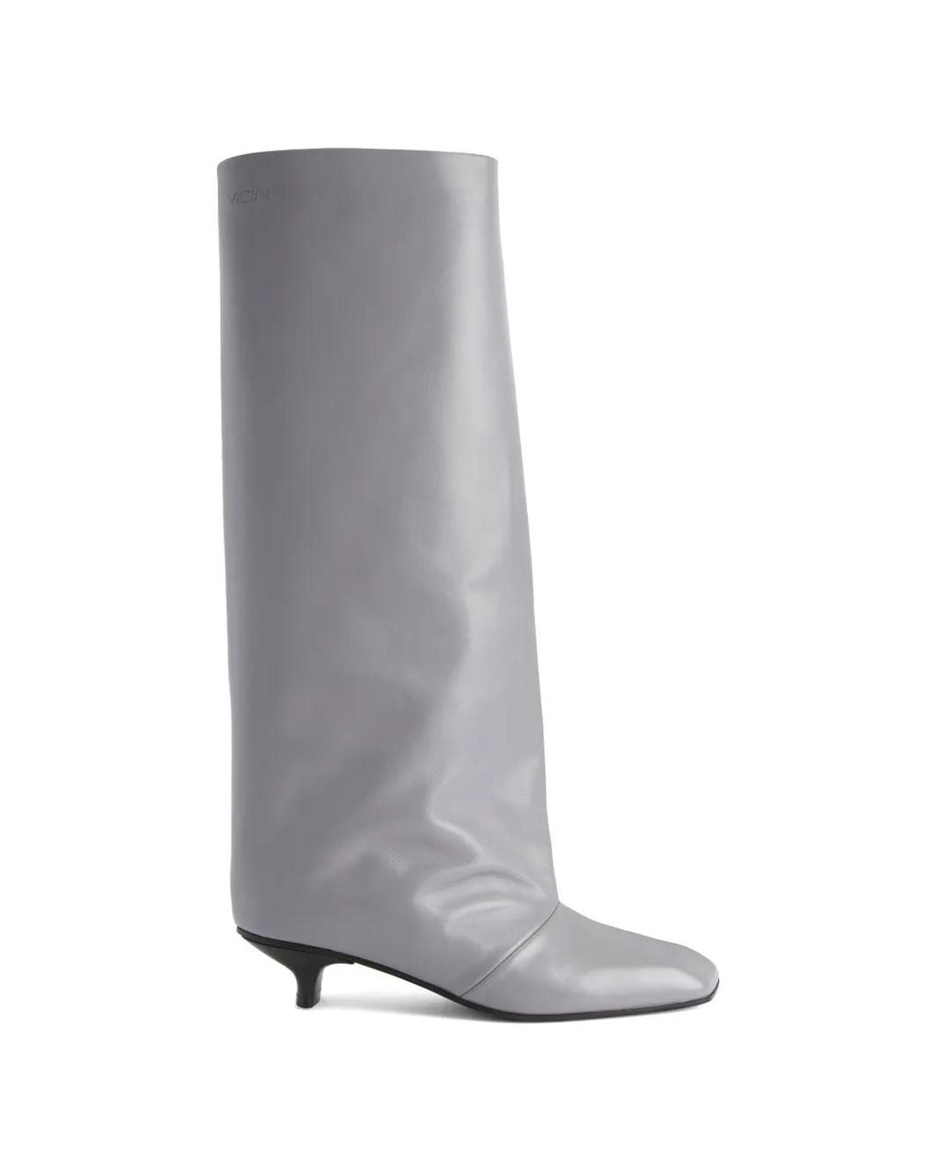 Vicini Gray Square-Toe Tube Knee-High Boots