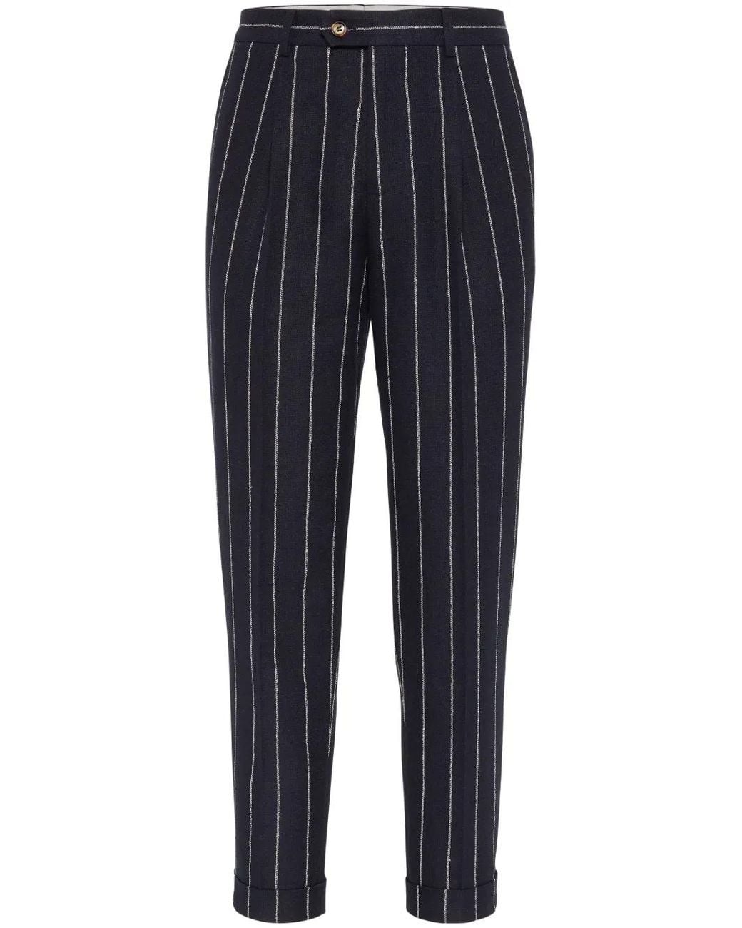 Brunello Cucinelli Blue Striped Trousers for men