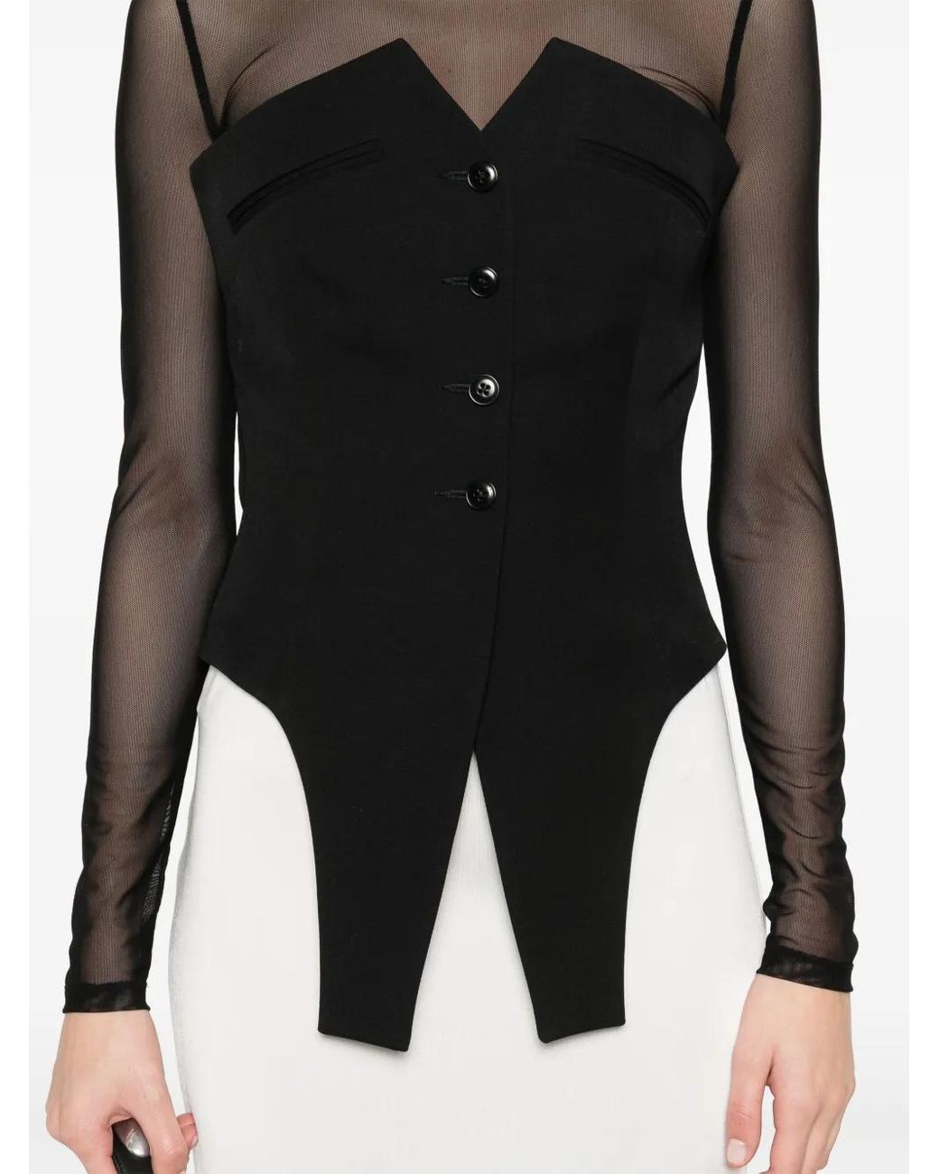 Alexander Wang Black Deconstructed Wool Vest Top