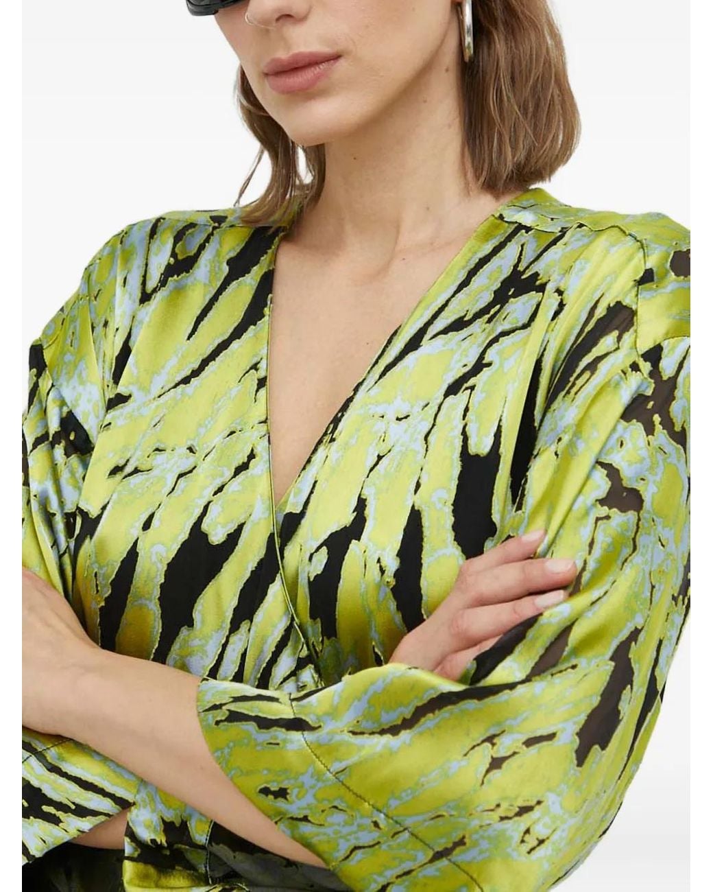 Gestuz Green Tie-Waist Printed Dress