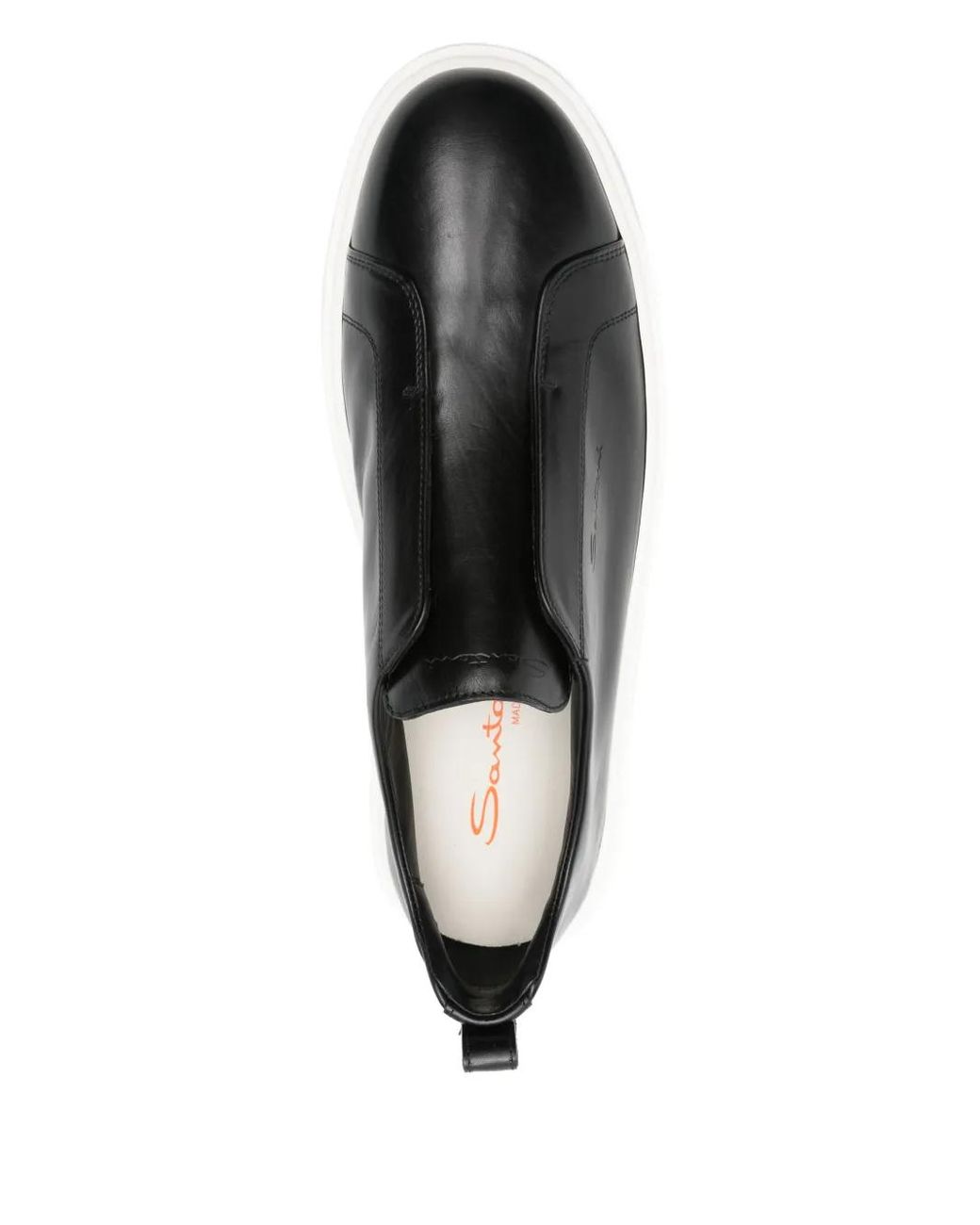 Santoni Black Slip-On Leather Sneakers for men