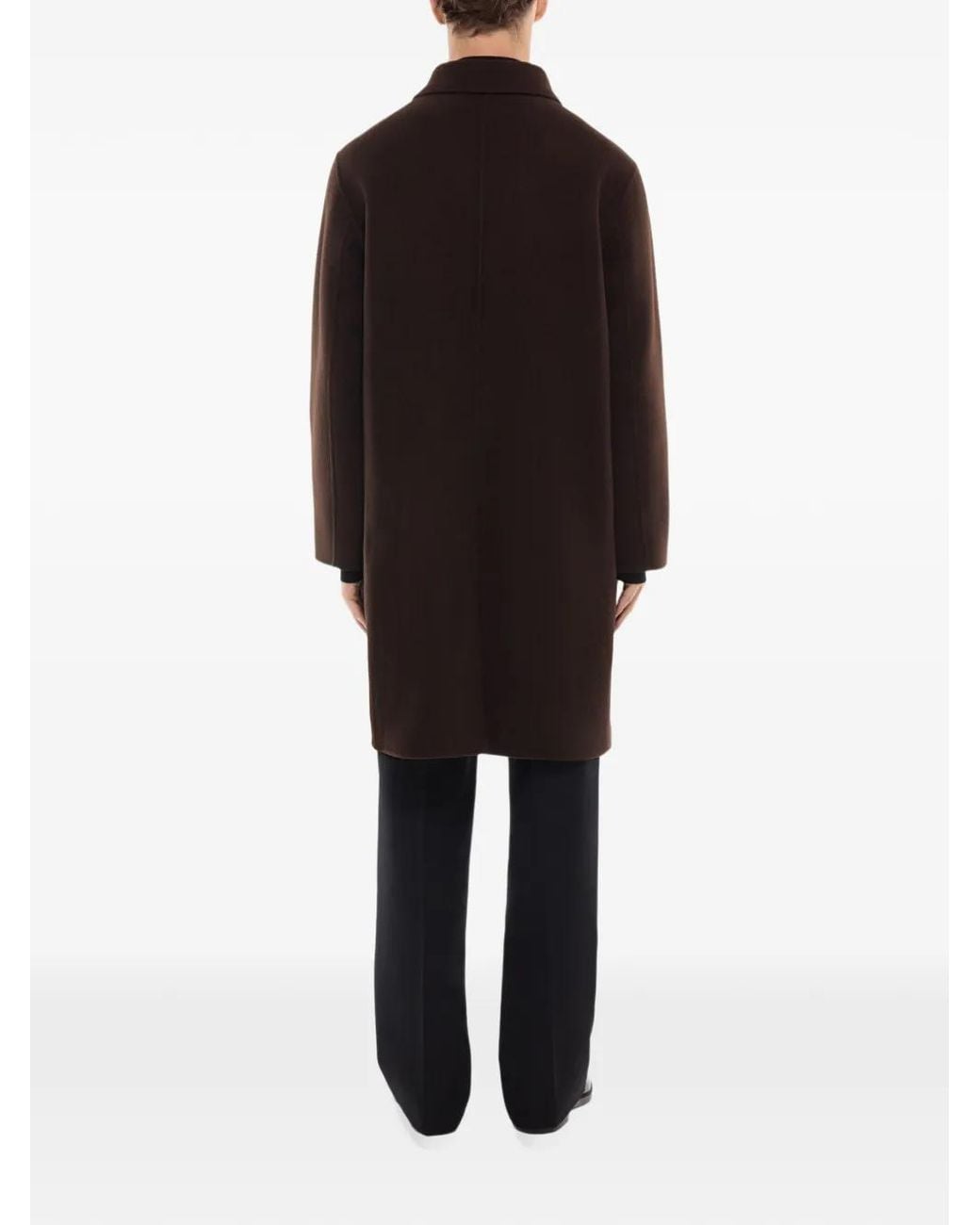 Fursac Black Wool Button-Front Overcoat for men