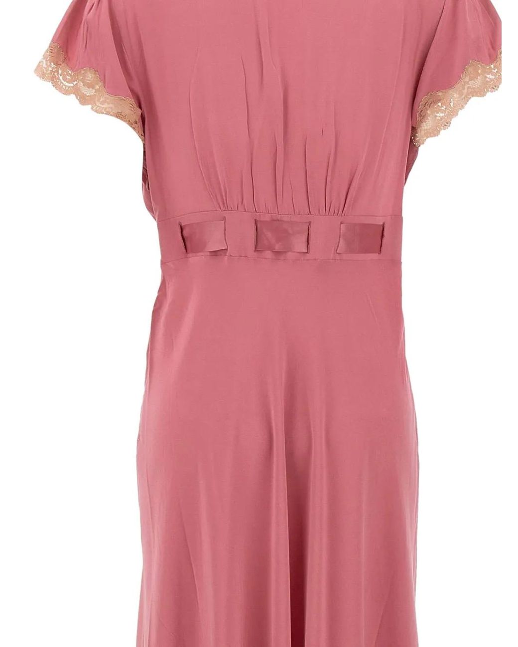 Rixo Pink Marlice Bow Lace Trim Dress