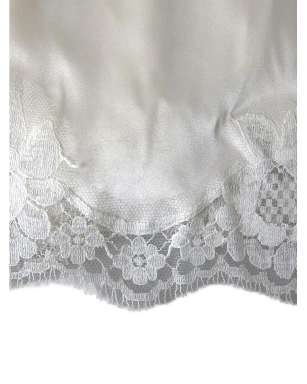 Dolce & Gabbana White Lace-Trim Silk-Satin Camisole