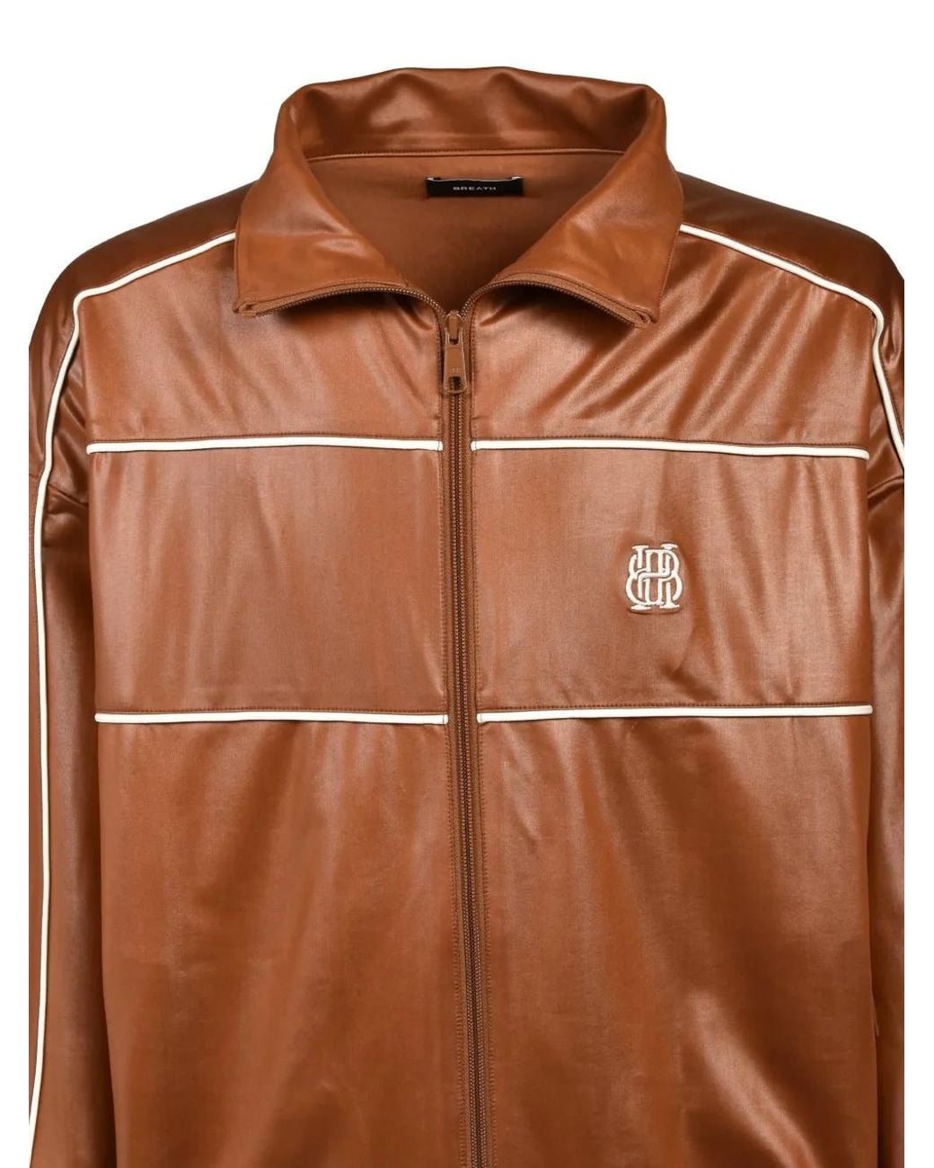 BREATH Brown Piping Coating Jacket for men