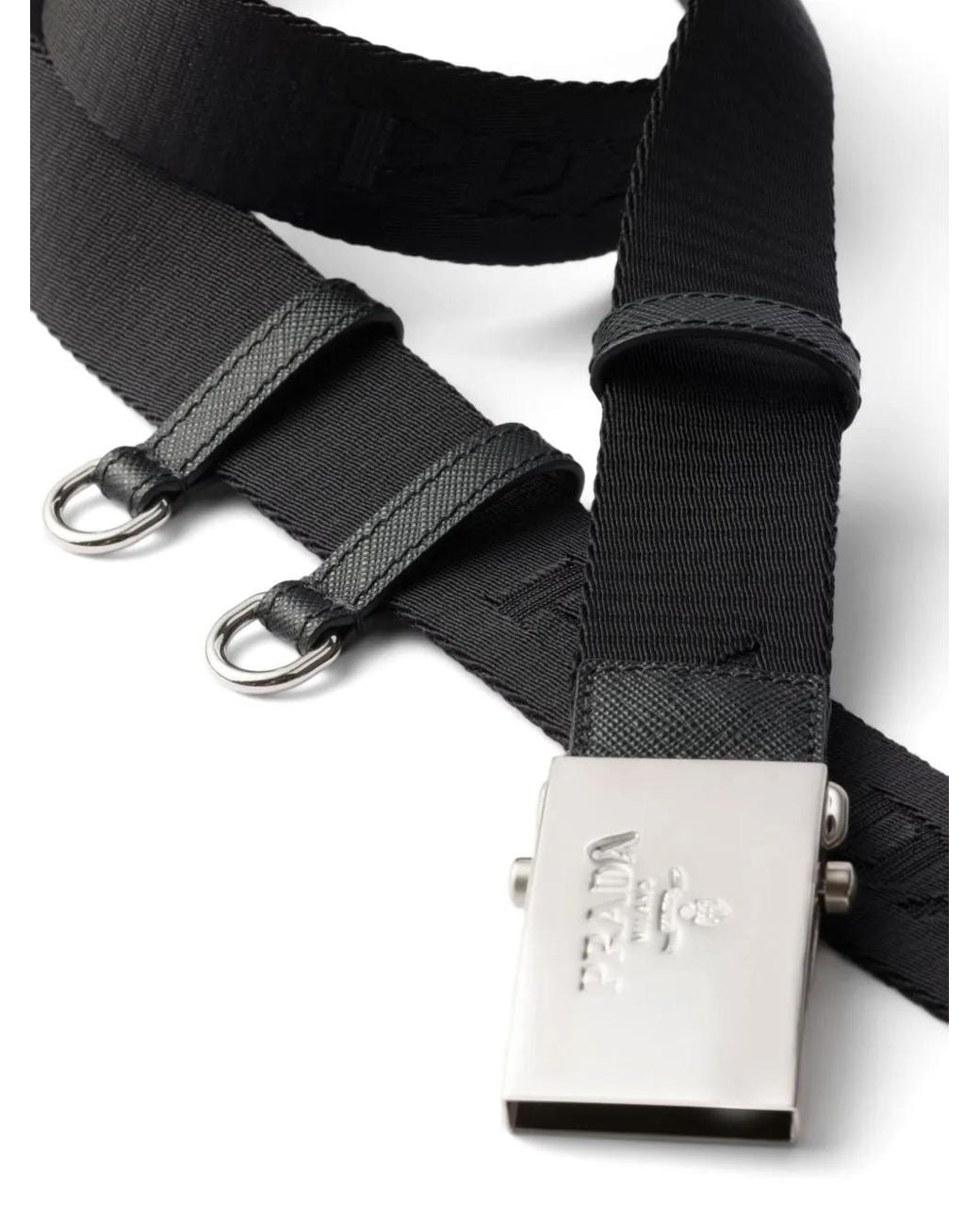 Prada Black Logo-Tape Belt for men