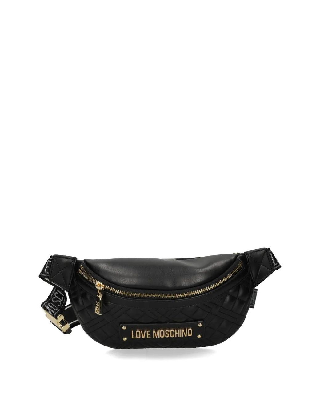 Love Moschino Black Quilted Logo Belt Bag