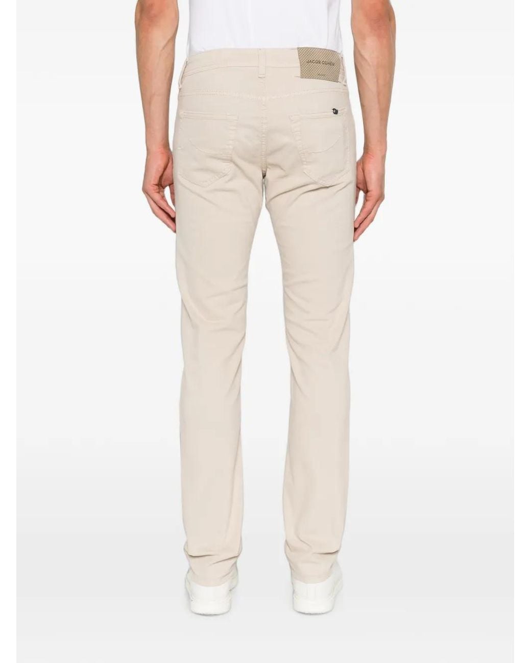 Jacob Cohen White Nick Logo-Patch Slim-Fit Cotton Trousers for men