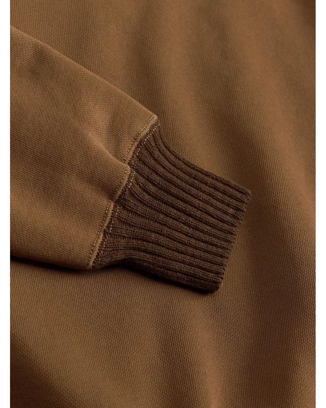 RRL Brown Button Ribbed-Collar Sweatshirt for men