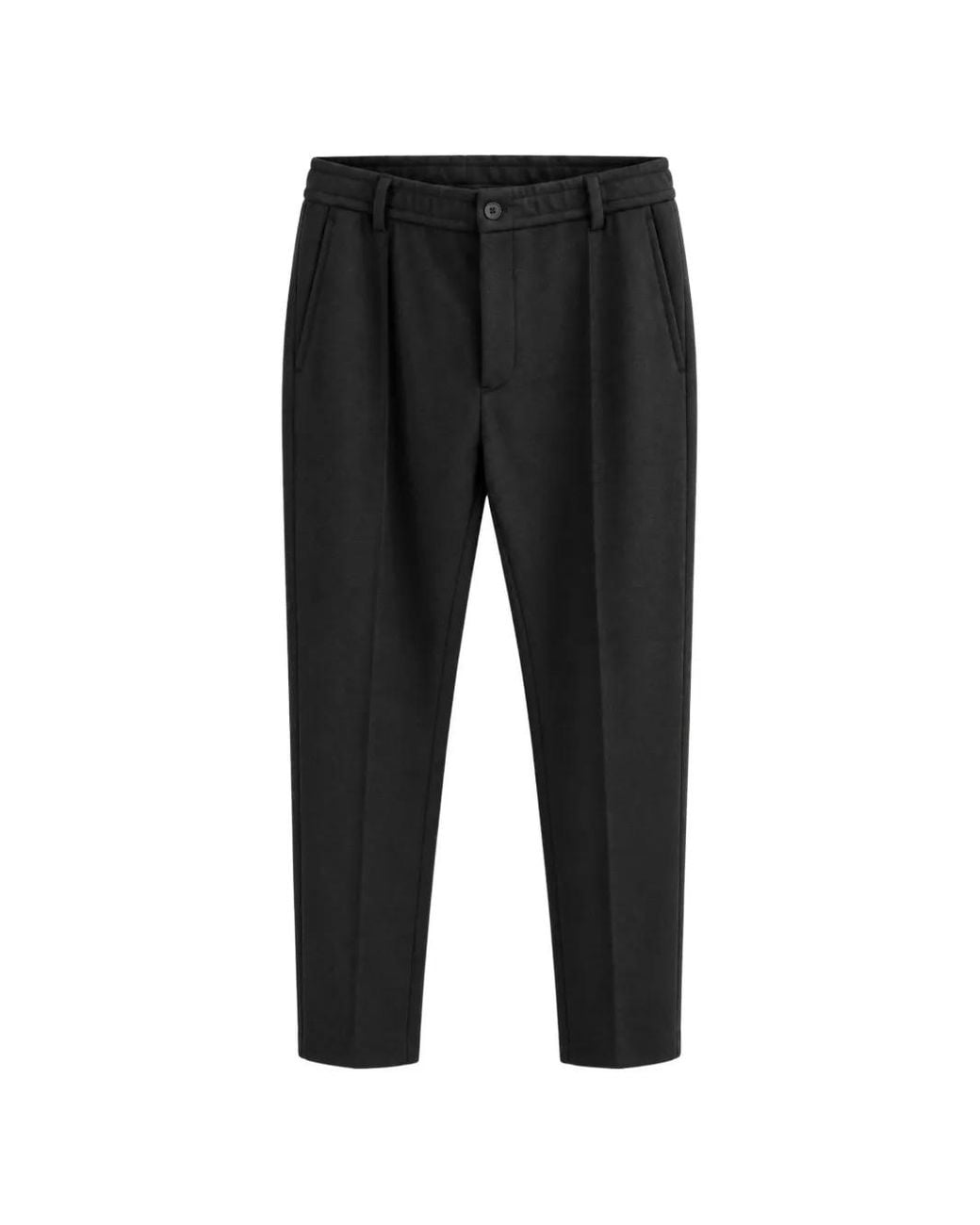 Emporio Armani Black Pleated Tapered Trousers for men
