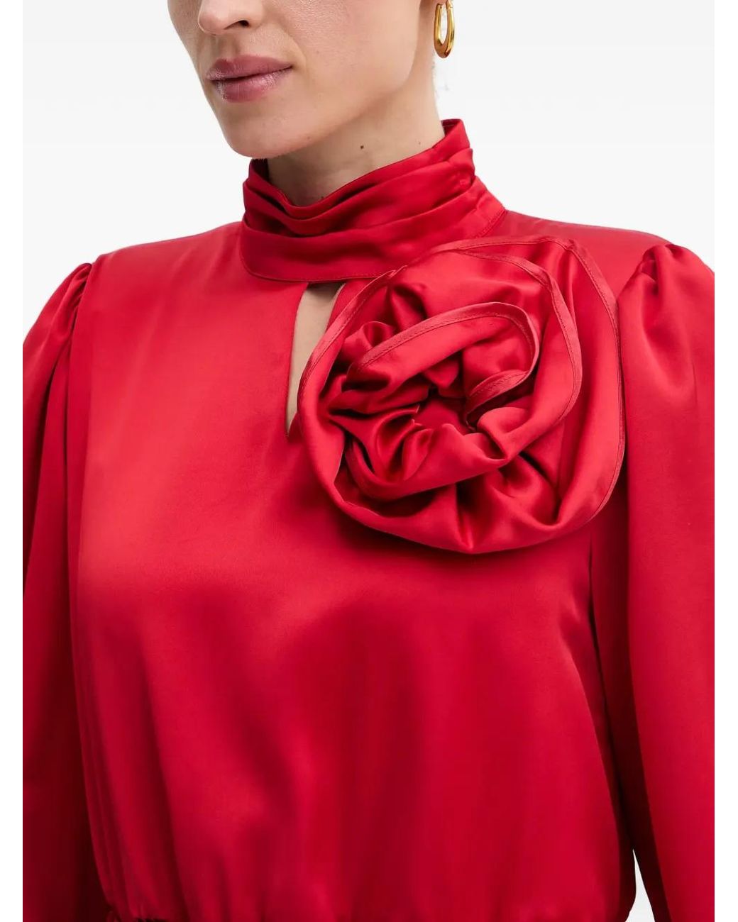 Fracomina Red Flower Kleid mit Stehkragen