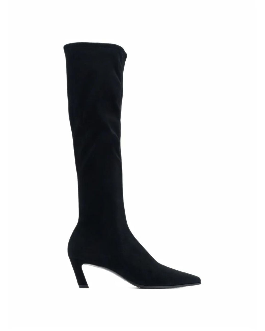 Stuart Weitzman Black Power Pointed-Toe Suede Boots