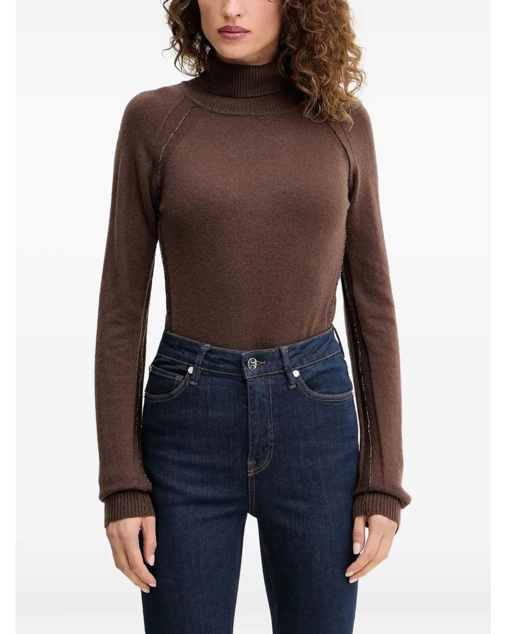 Silvian Heach Blue Roll-Neck Embellished Sweater