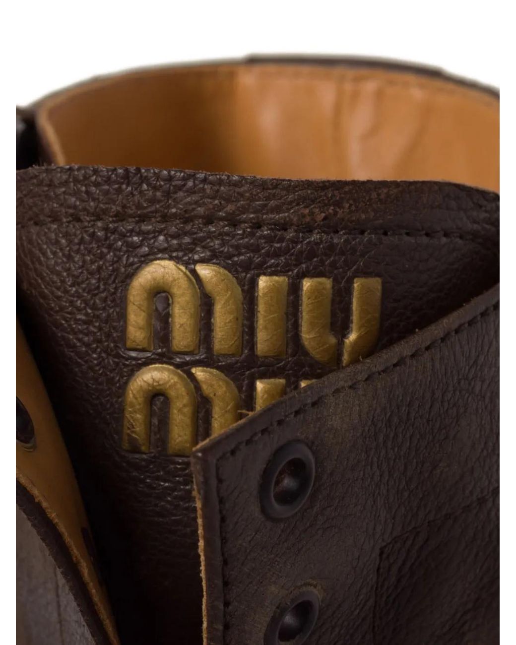 Miu Miu Brown Perforated Leather Lace-Up Boots
