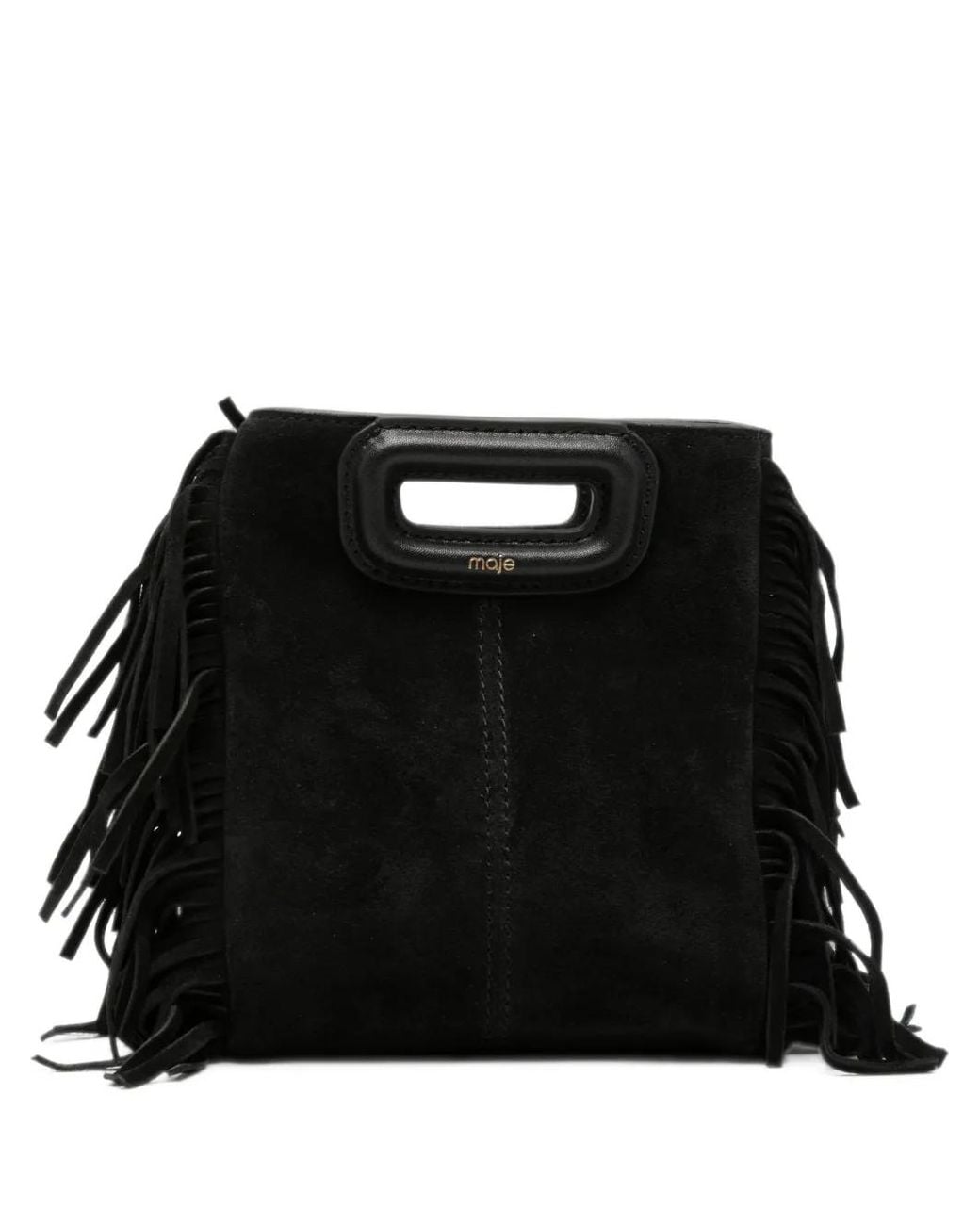 Maje Black Mini Sac À Détail De Frange M