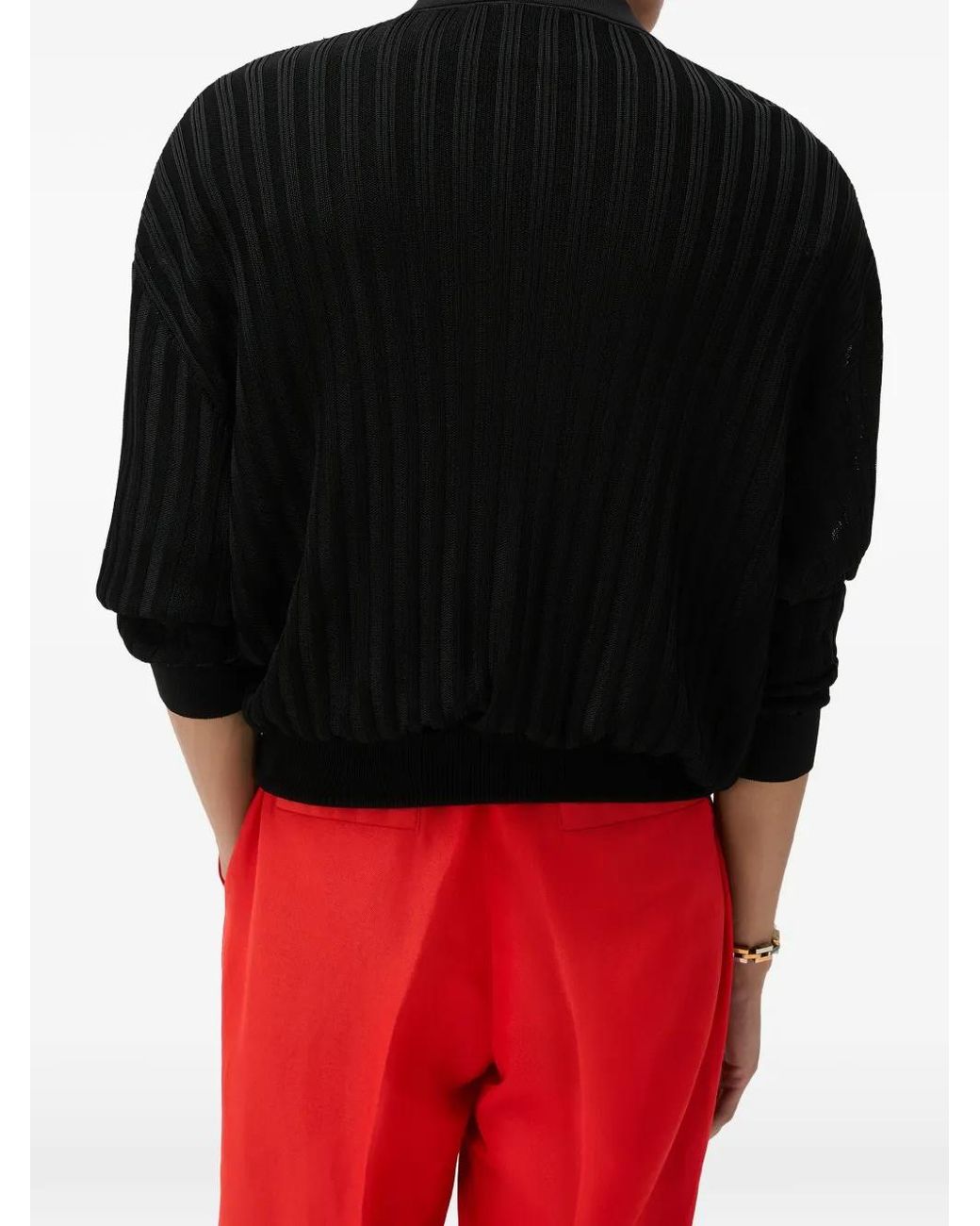 Cardigan Zippé En Maille À Empiècements En Soie Imprimée Versace pour homme en coloris Black