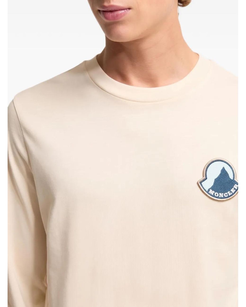 Moncler Natural Logo-Patch Long-Sleeve T-Shirt for men
