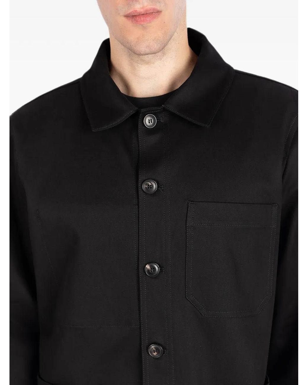 Societe Anonyme Black Patch-Pocket Shirt Jacket for men