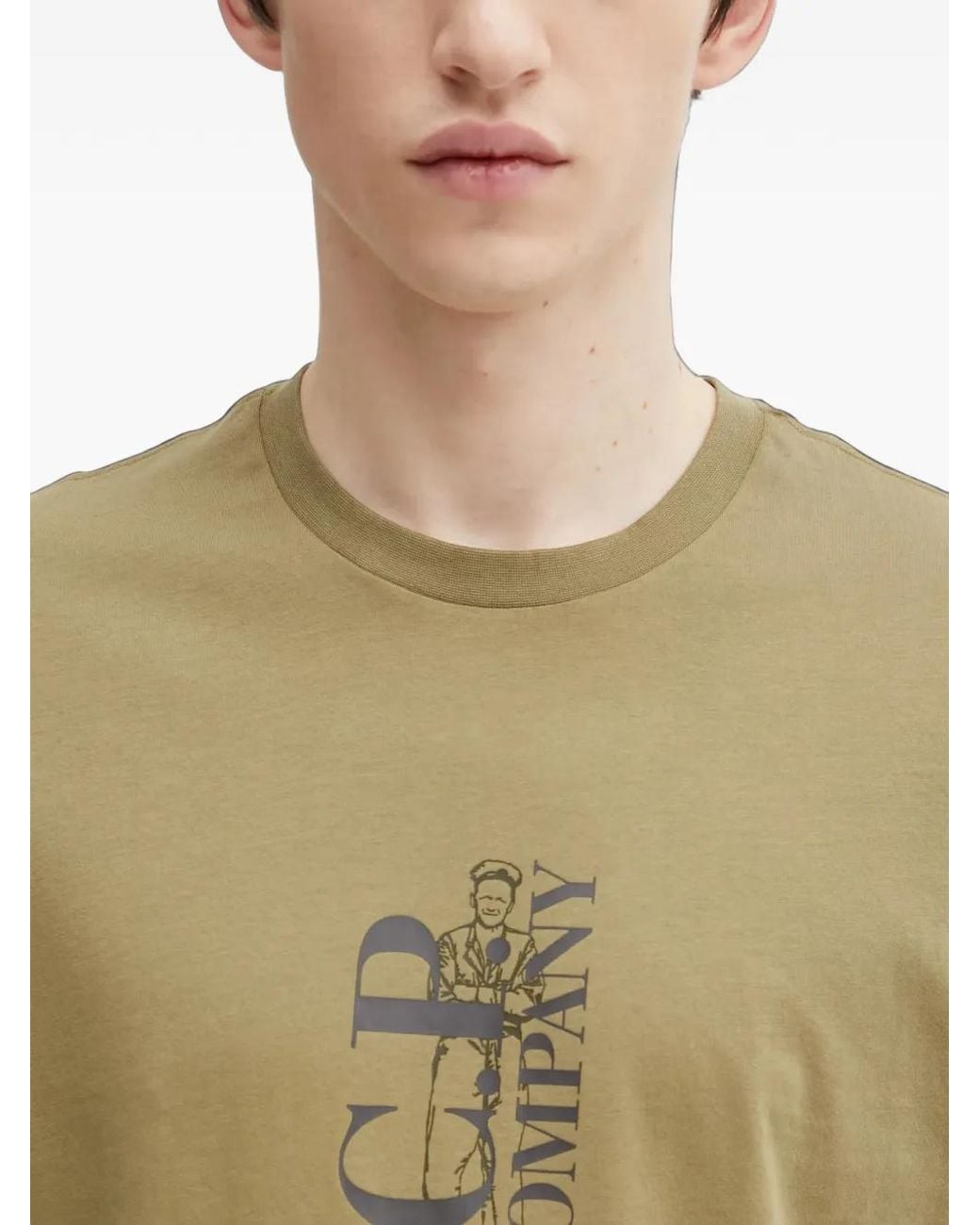 C P Company Green Logo-Print Short-Sleeve T-Shirt for men