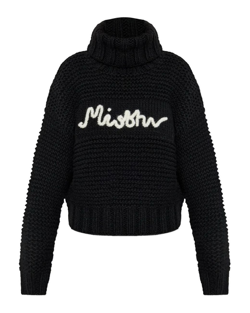 M I S B H V Black Roll-Neck Logo-Detail Sweater