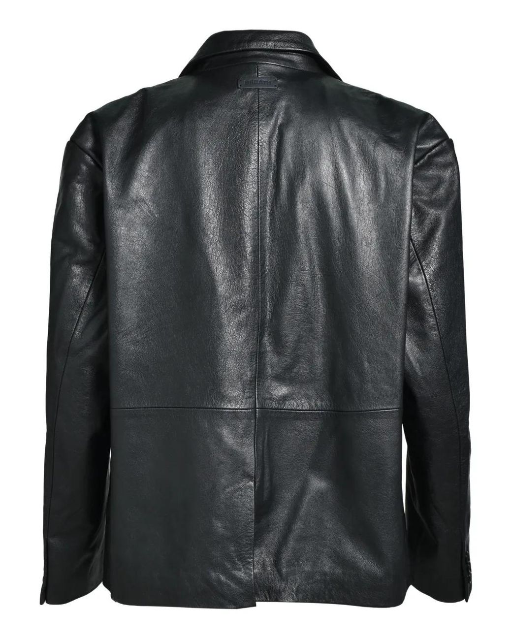 BREATH Black Single-Breasted Leather Blazer for men