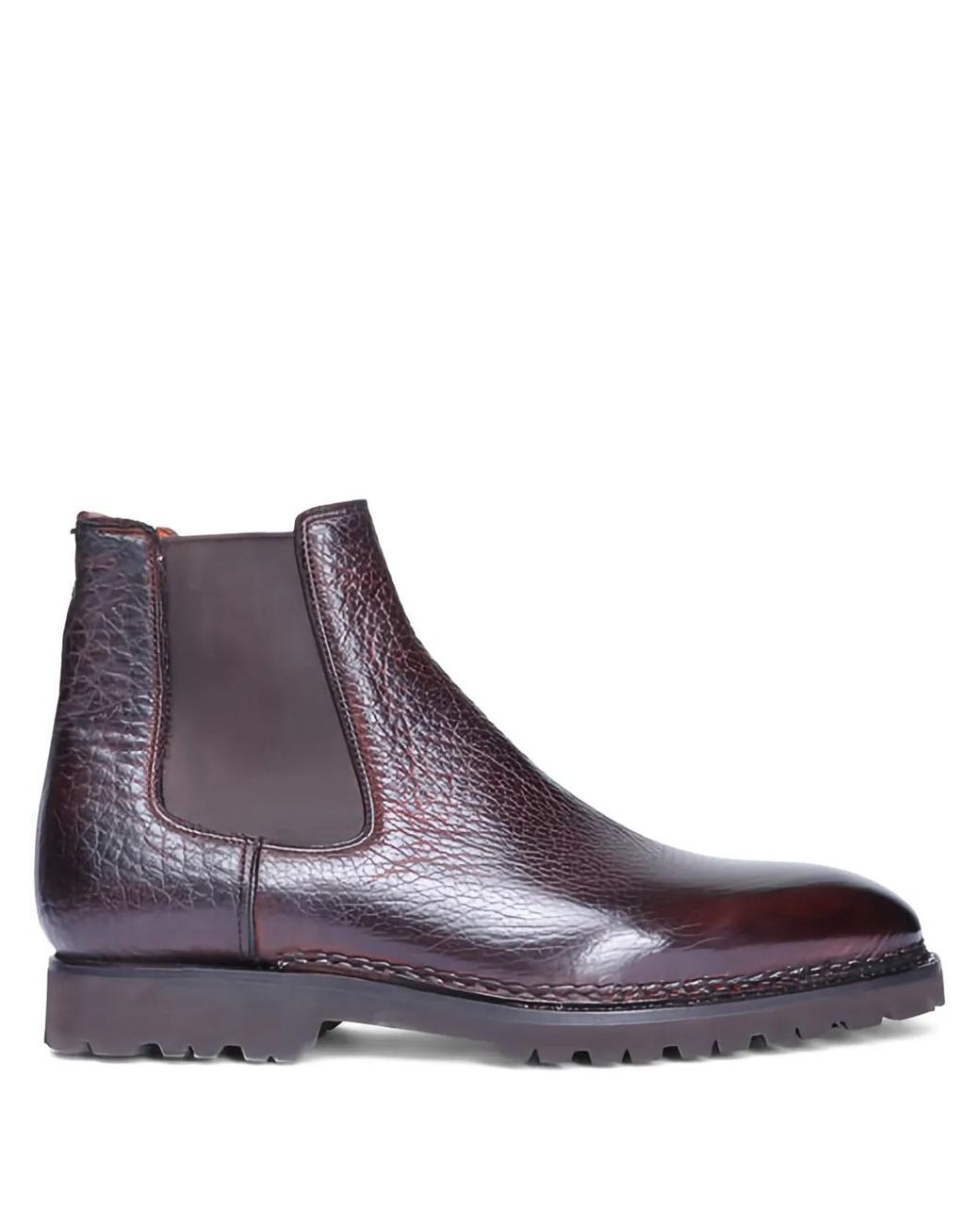 Bontoni Purple Leather Chelsea Boots for men