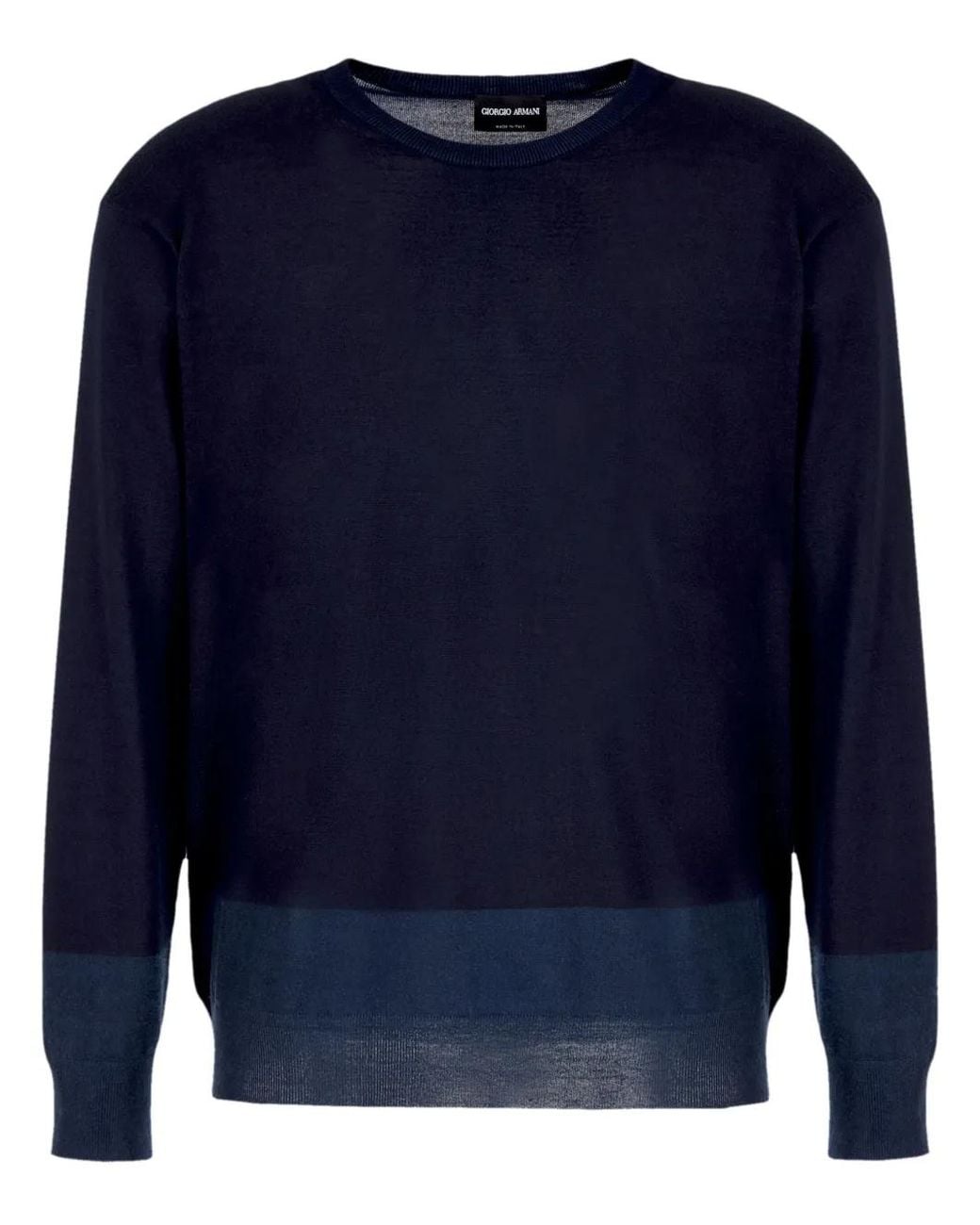 Giorgio Armani Blue Crew-Neck Stripe-Pattern Jumper for men