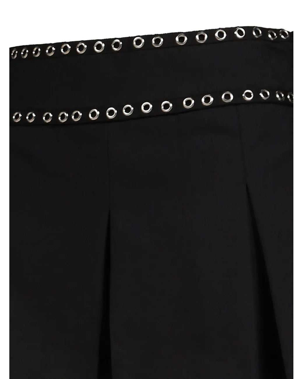 R13 Black Eyelet-Embellished Pleated Mini Skort
