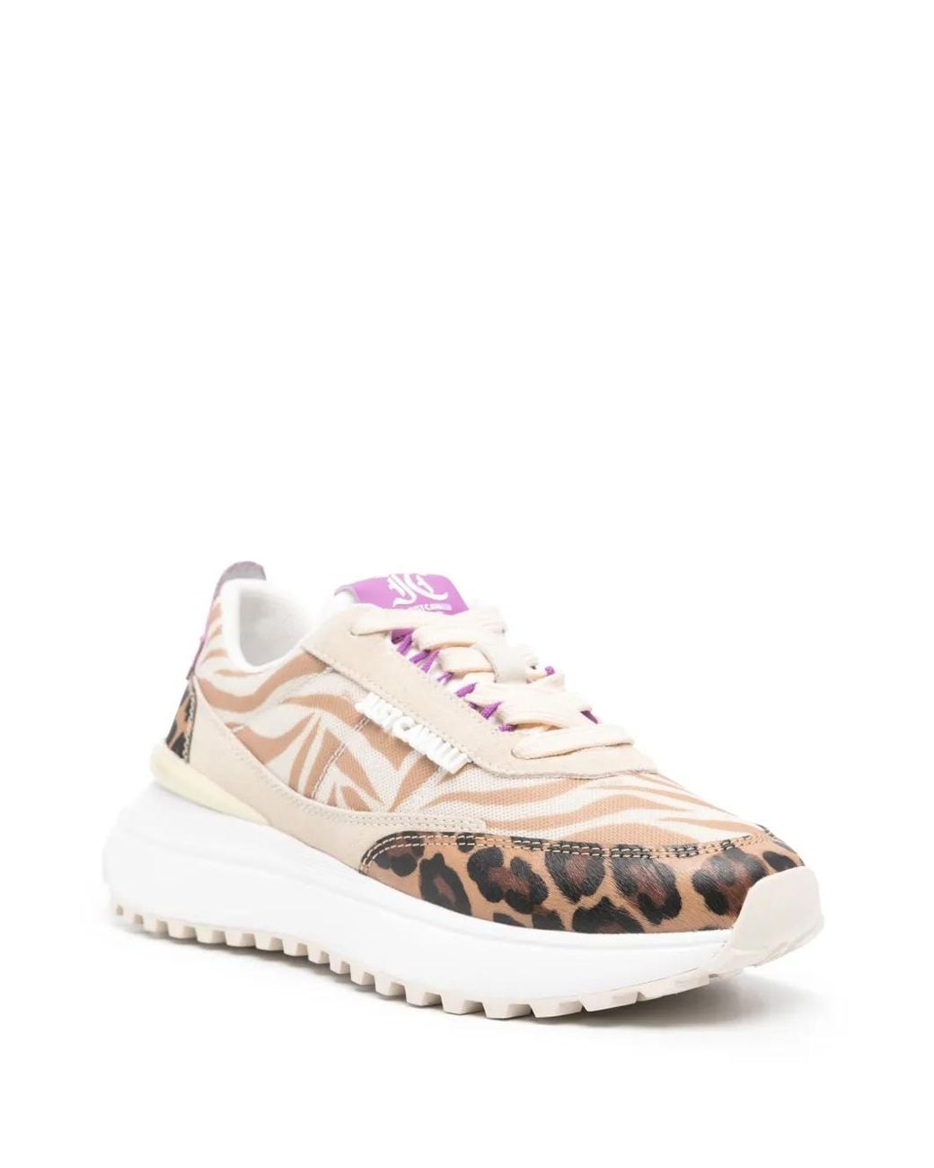 Just Cavalli Pink Logo-Patch Low-Top Sneakers