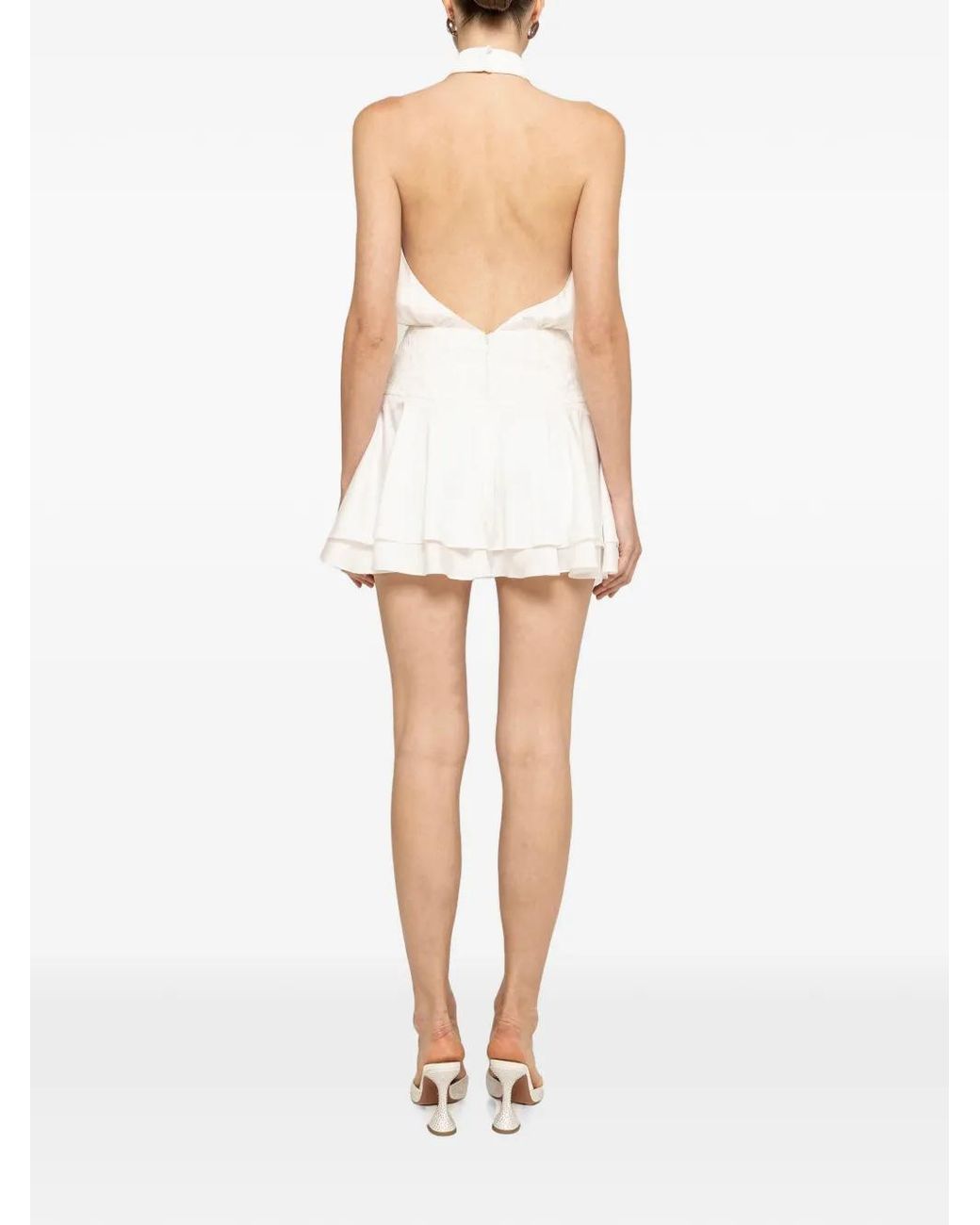 Nissa White Backless Satin Mini Dress