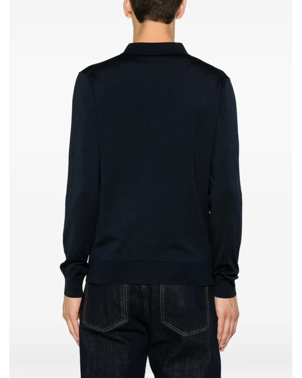 Sandro Blue Long-Sleeve Polo Shirt for men