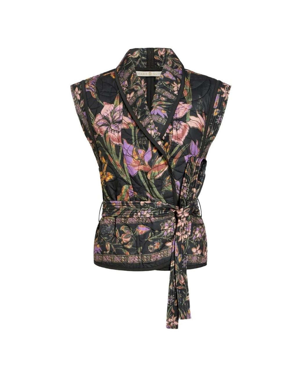 Marie Oliver Black Bowie Floral-Print Quilted Vest