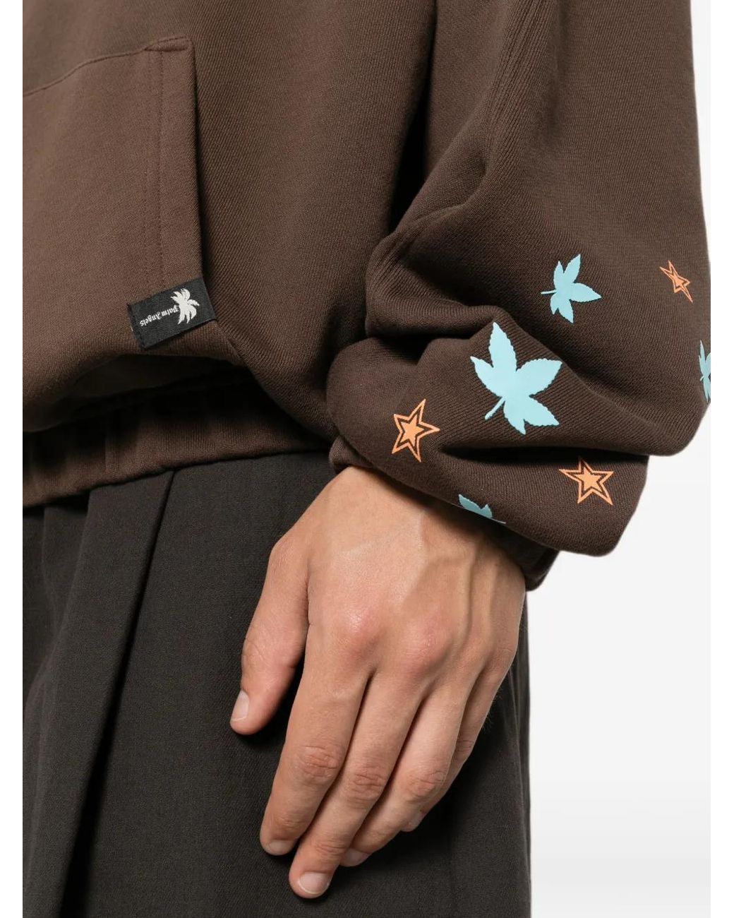 Palm Angels Brown Pull À Imprimé Graphique Et Poche Kangourou for men