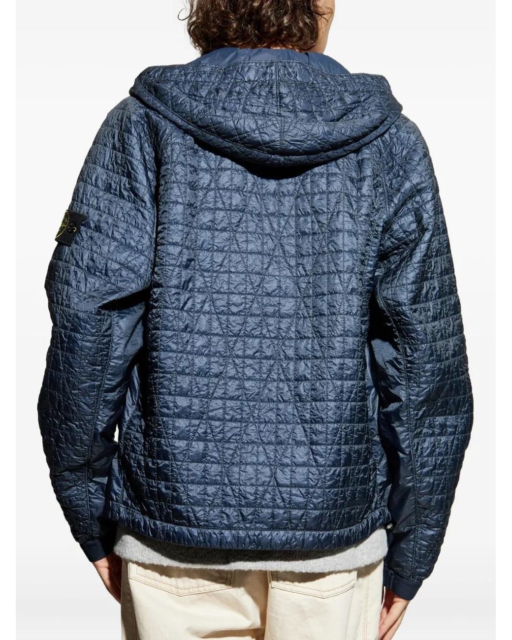 Stone Island Blue 4100023 Quilted Logo-Patch Jacket for men